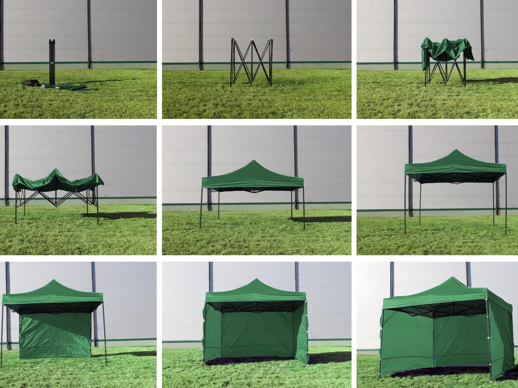 Cort pavilion pliabil 3 x 3 m, Zola, 3 pereti laterali detasabili, structura metalica din otel, inaltime reglabila, prelata impermeabilia, 600D, rezistent la apa si raze UV, verde Cort pavilion pliabil 3 x 3 m, Zola, 3 pereti laterali detasabili, structura metalica din otel, inaltime reglabila, prelata impermeabilia, 600D, rezistent la apa si raze UV, verde